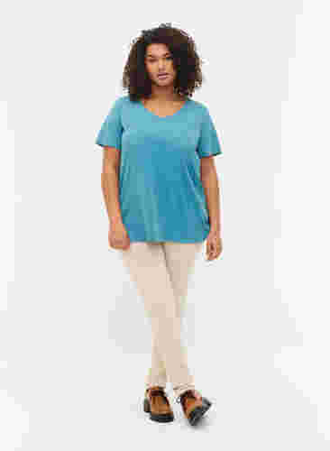 T-shirt en coton uni basique, Brittany Blue, Model image number 2