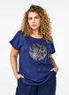 T-shirt met gouden bloemenprint, Naval A. Gold Rose, Model image number 0