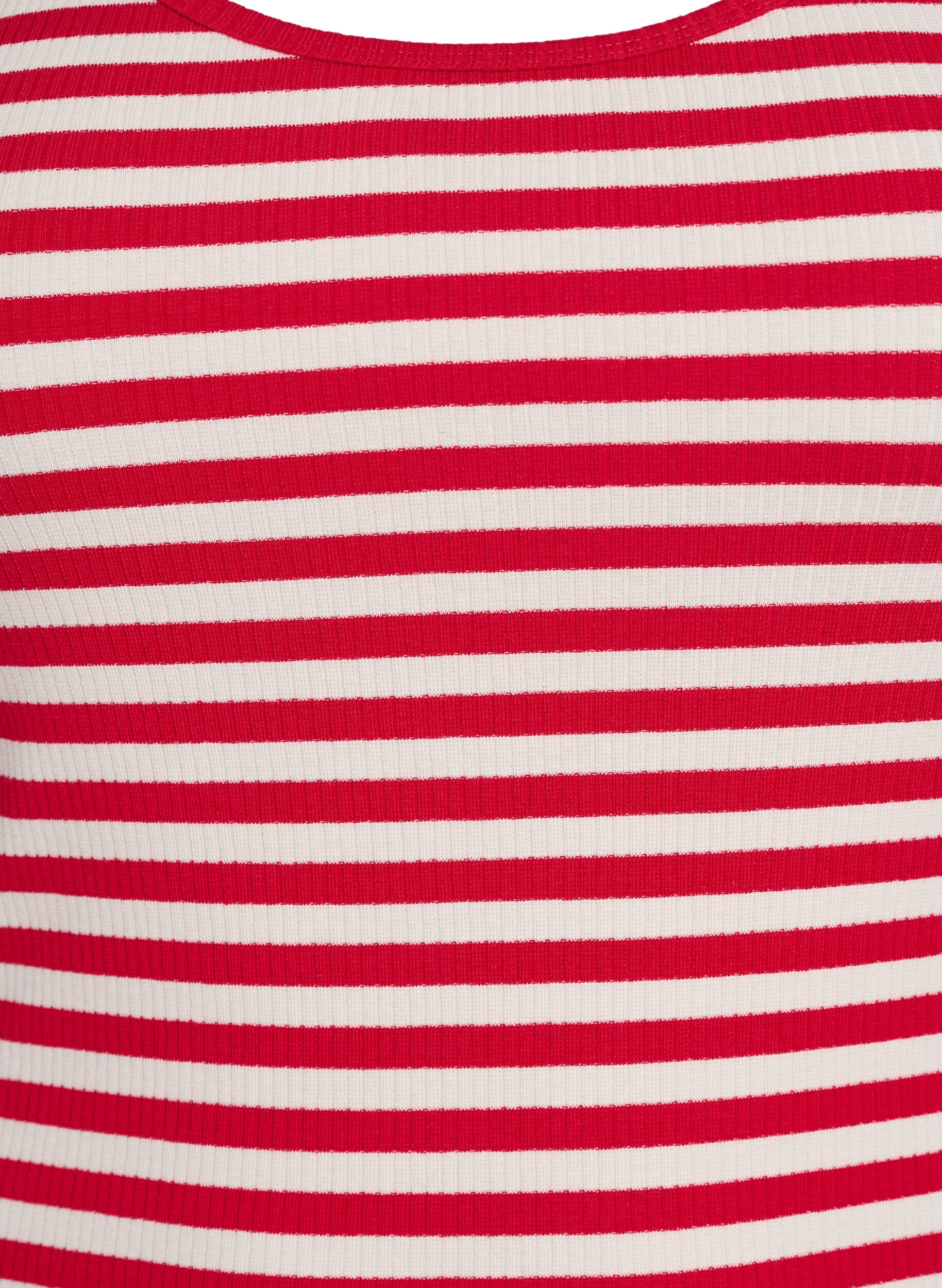 ZizziGestreepte tanktop met een ribstructuur, Rood, Packshot image number 2
