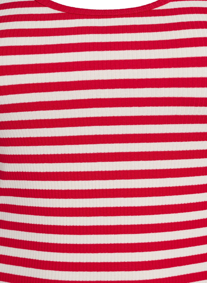 Gestreepte tanktop met een ribstructuur, Rood, Packshot image number 2