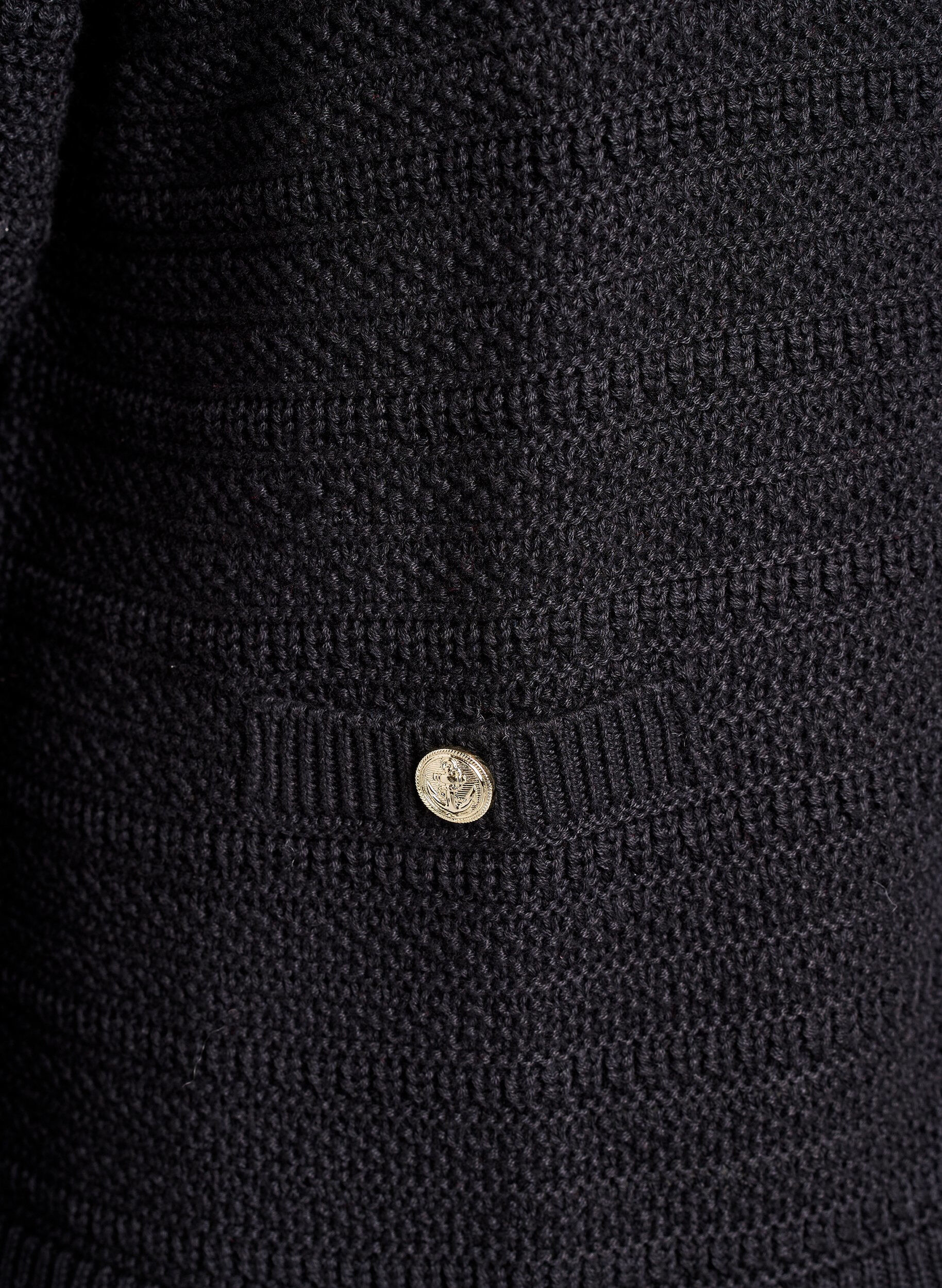 Zizzi Gilet en maille structur&eacute;e avec boutons d&eacute;coratifs, Noir, Packshot image number 3