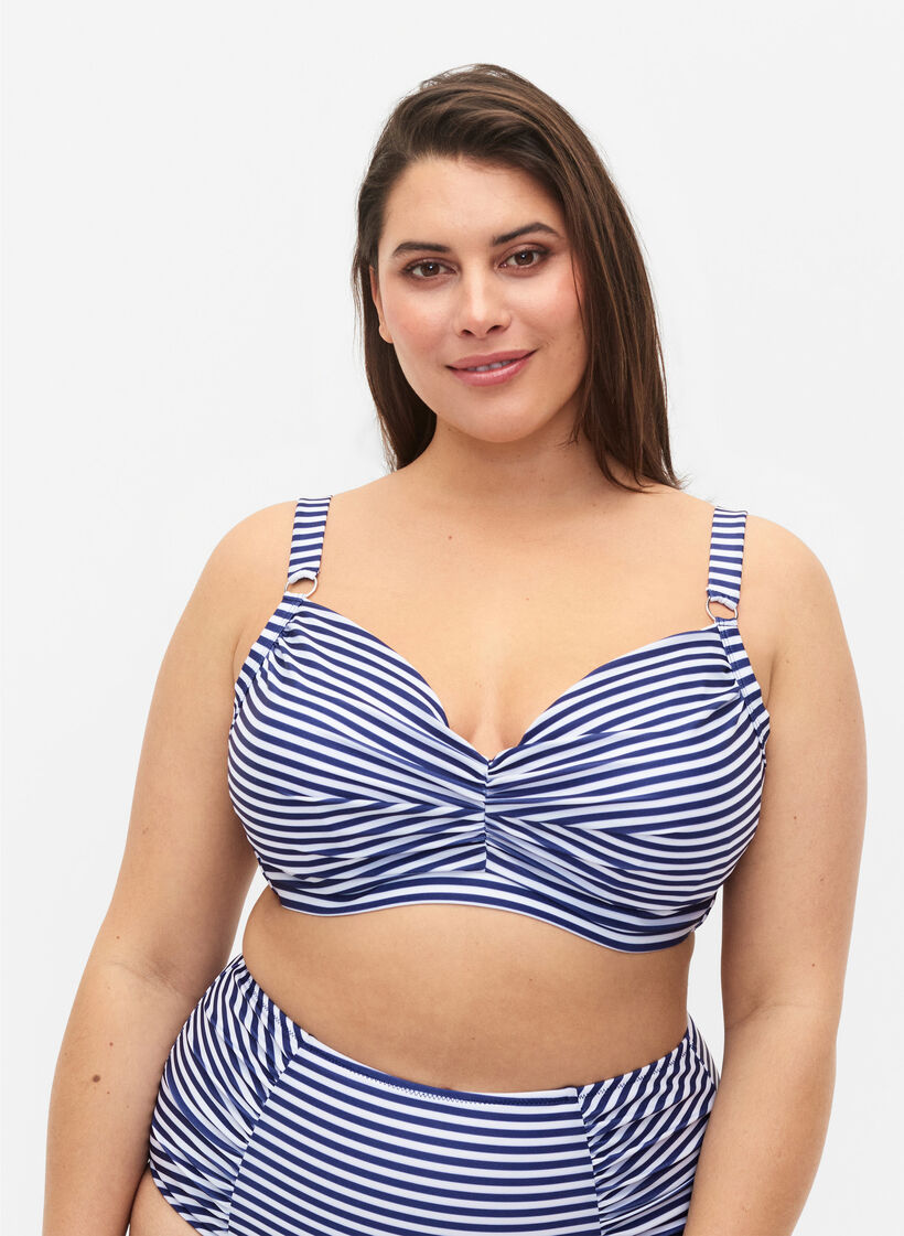 Soutien-gorge de bikini imprimé avec armature, Blue Striped, Model