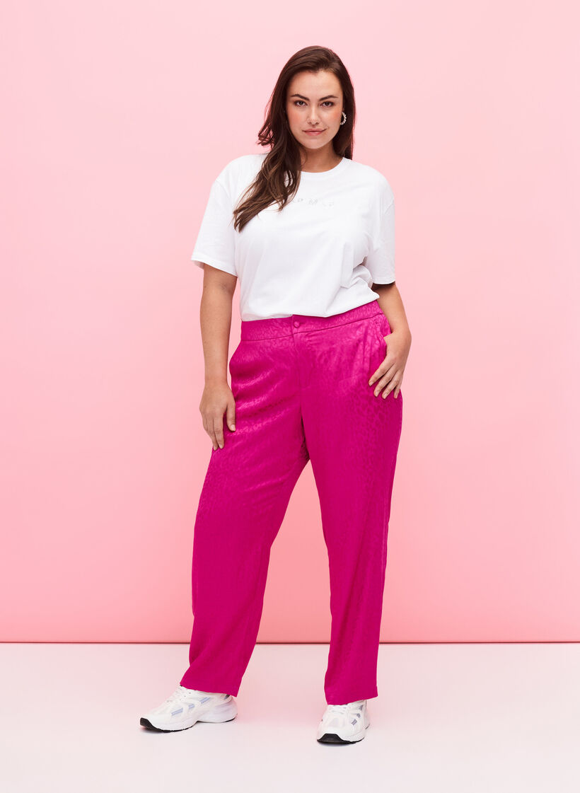 T-shirt en coton biologique avec des similipierres, White, Model image number 2