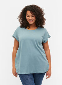 T-shirt à manches courtes en coton mélangé, Smoke Blue, Model