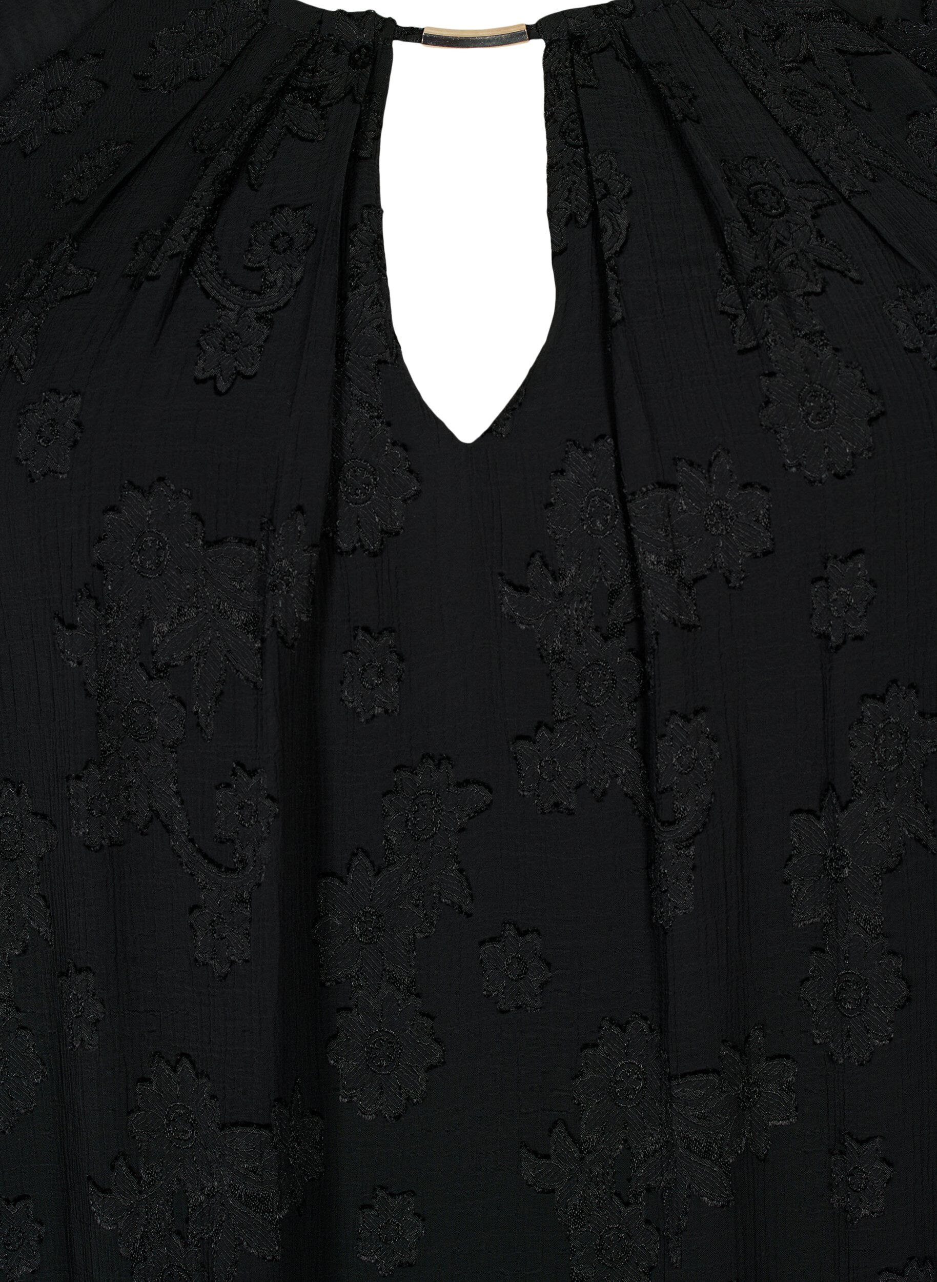 Zizzi Robe avec structure et manches courtes, Black, Packshot image number 2