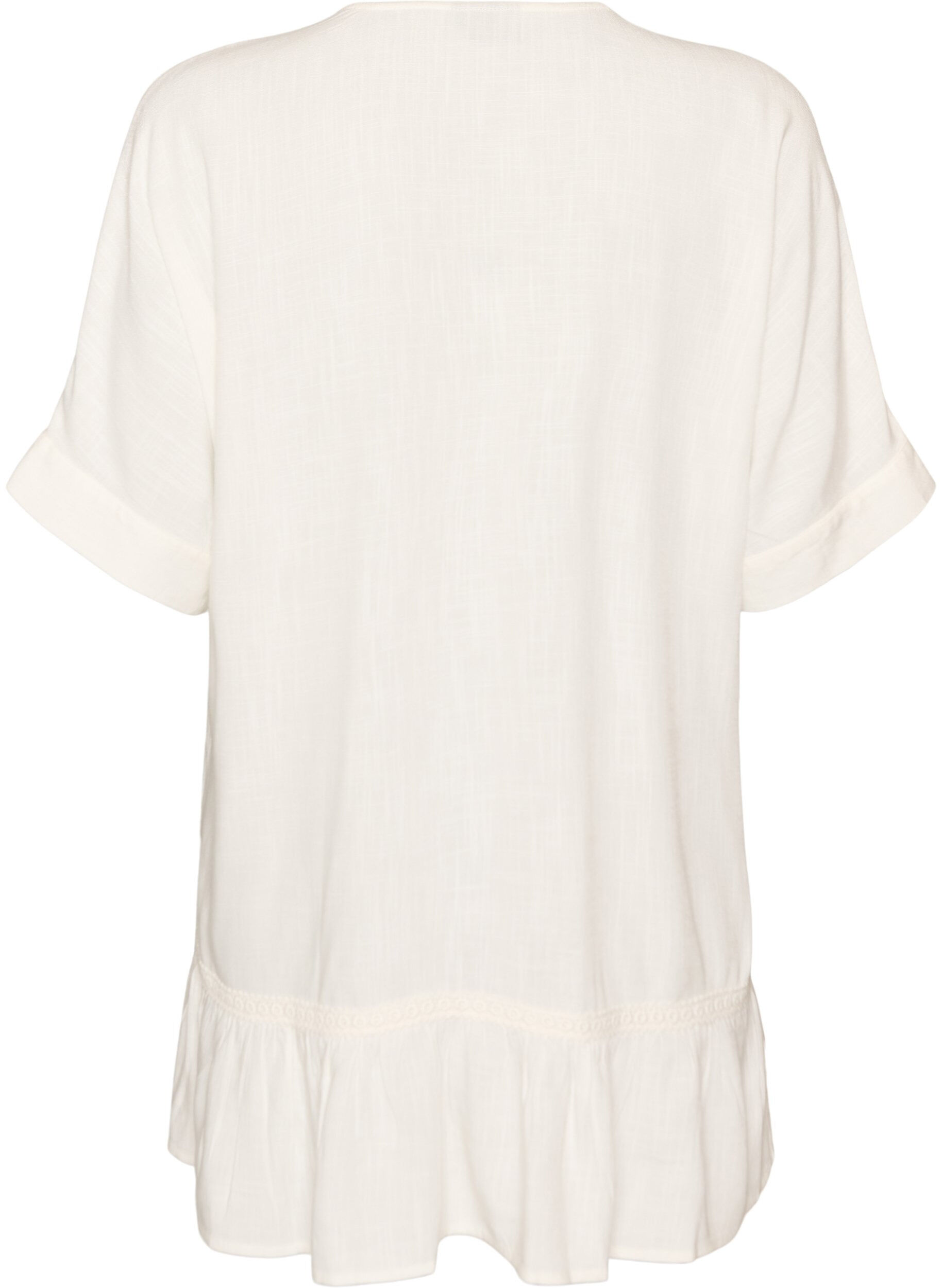 ZizziViscose tuniek met knopen en rucherand, Vanille, Packshot image number 1