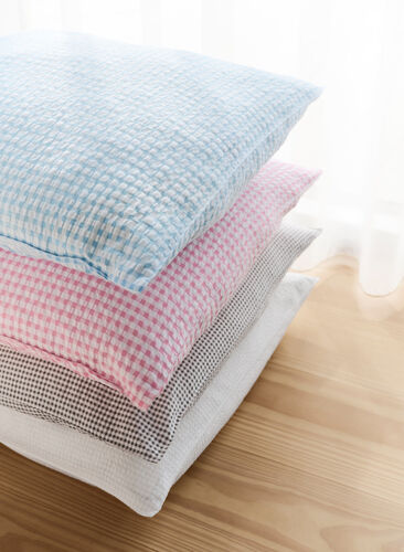 Parure de lit en coton à carreaux, Blue/White Check, Image image number 0