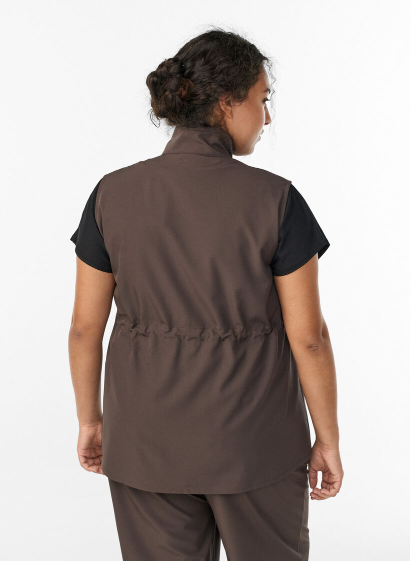 Veste sans manches avec taille &eacute;lastiqu&eacute;e, Marron, Model image number 2