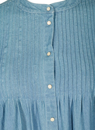Denim jurk met pofmouwen en lange mouwen, Blue denim ASS, Packshot image number 2