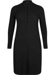 Aansluitende jurk met opengewerkte details, Black, Packshot