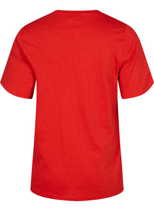 T-shirt basique à manches courtes et col en V, Flame Scarlet, Packshot image number 1
