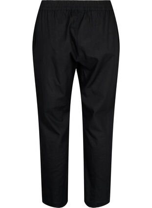 Effen katoenen broek met linnen, Black, Packshot image number 1