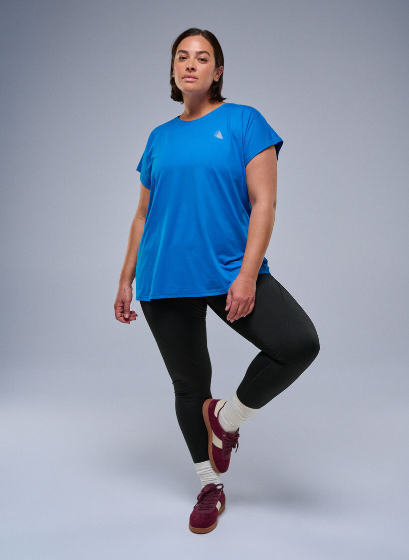 T-shirt de sport couleur unie, Bleu intense, Image image number 0
