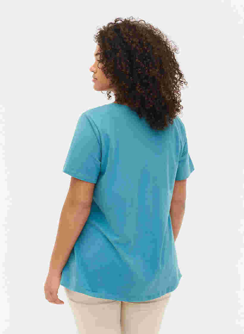 T-shirt en coton uni basique, Brittany Blue, Model image number 1