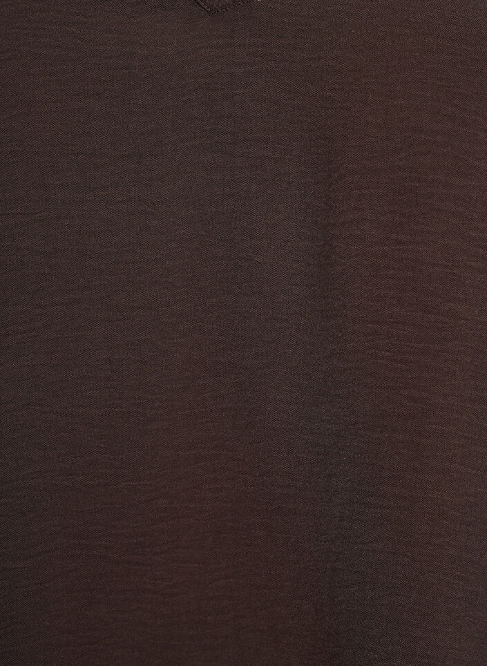 Blouse avec poignets smock&eacute;s et col en V, Marron, Packshot image number 2