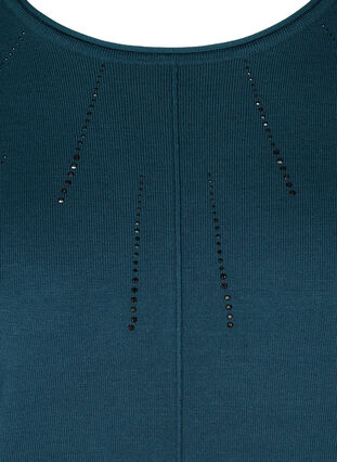Blouse en tricot en viscose mélangée avec strass, Reflecting Pond, Packshot image number 2