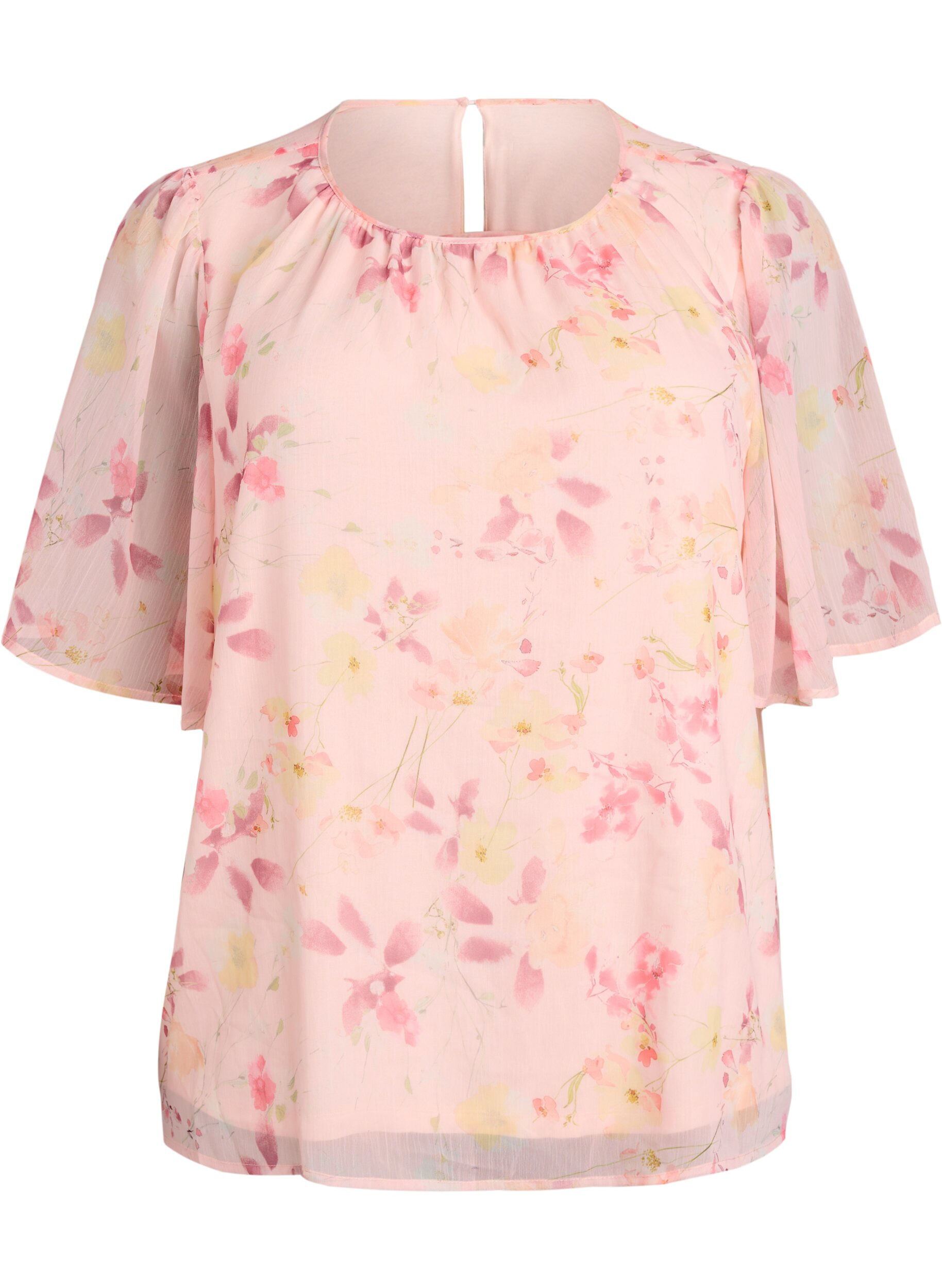 ZizziBlouse met bloemenprint en luchtige mouwen, Oranje, Packshot image number 0