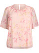 Blouse met bloemenprint en luchtige mouwen, Oranje, Packshot image number 0