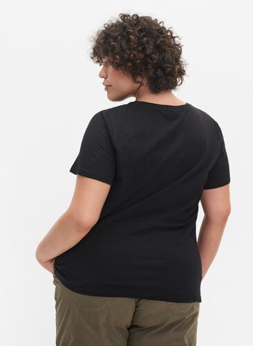 Set van 2 katoenen t-shirts met korte mouwen, Black, Model image number 1