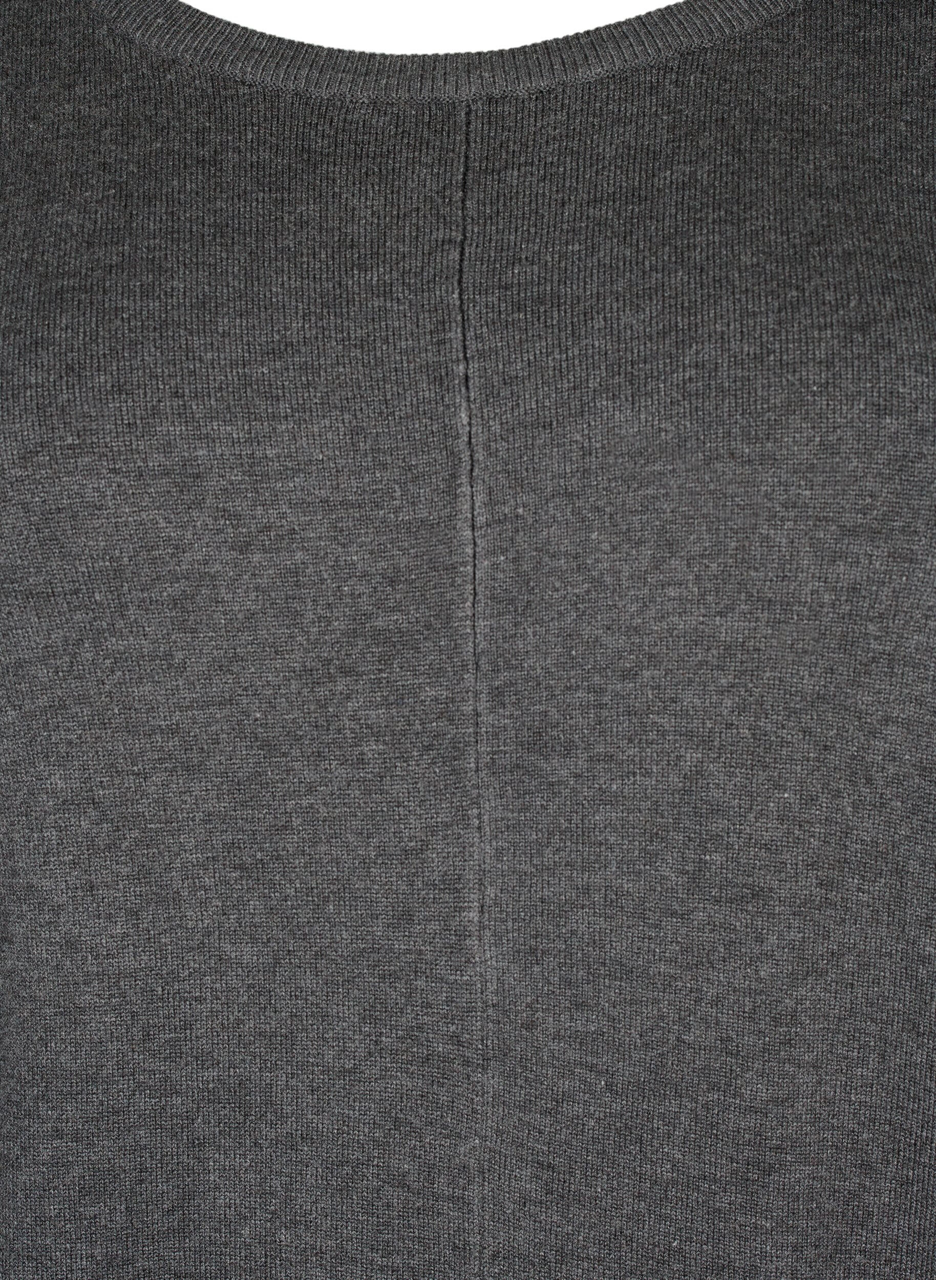 ZizziGebreide tuniek in viscosemix, Dark Grey Melange, Packshot image number 2