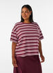 Boxy T-shirt met gestreept patroon, Rood, Model image number 0