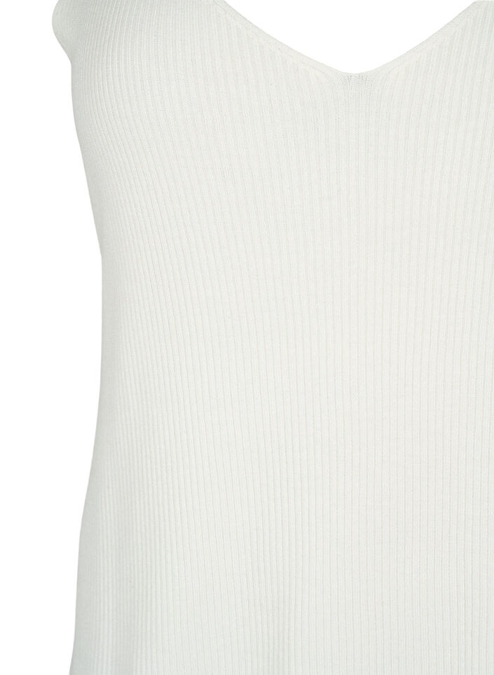 Top en maille avec encolure en V, Cloud Dancer, Packshot image number 2