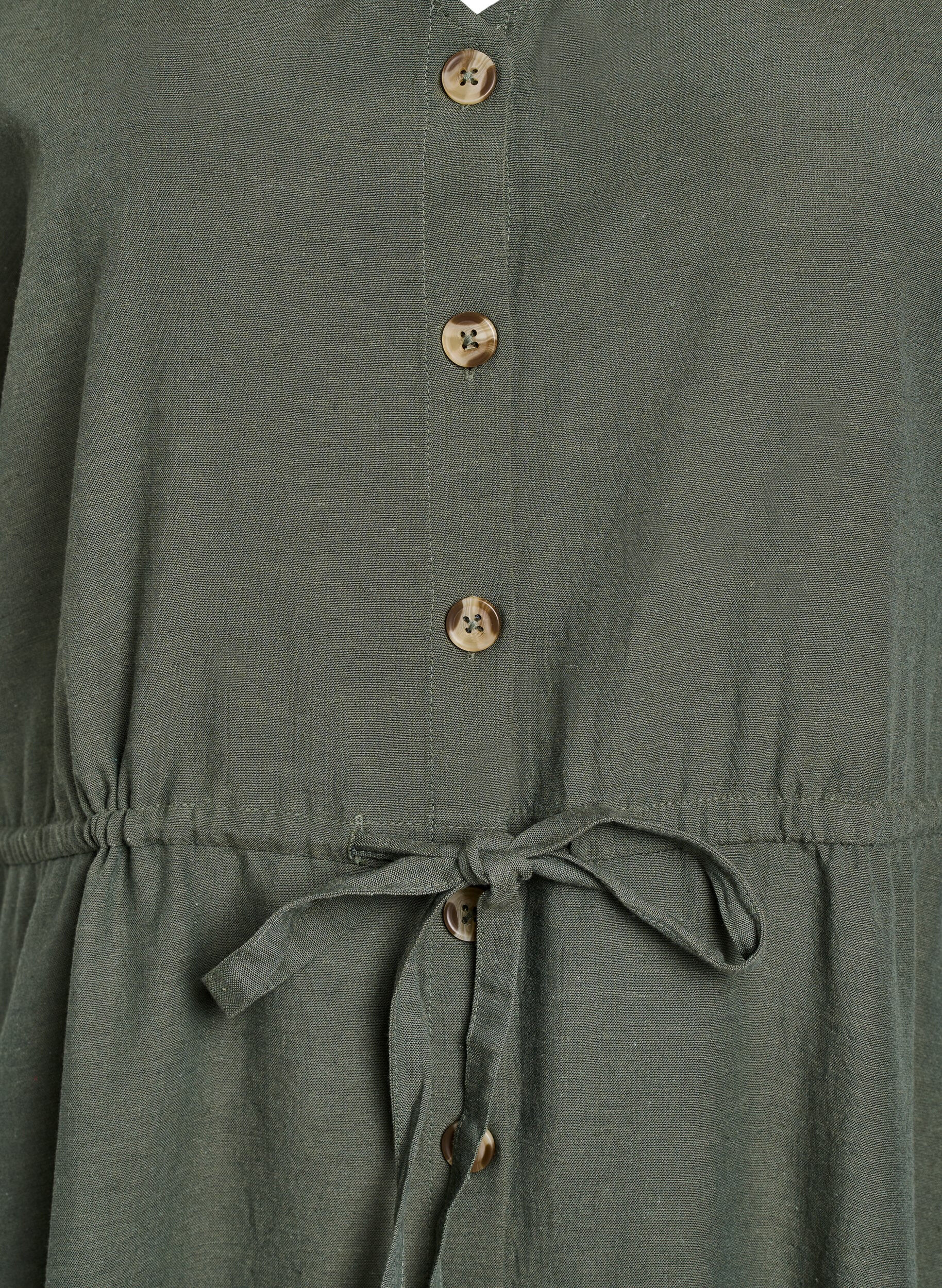ZizziMaxi jurk met knopen en bindriem, Groen, Packshot image number 2