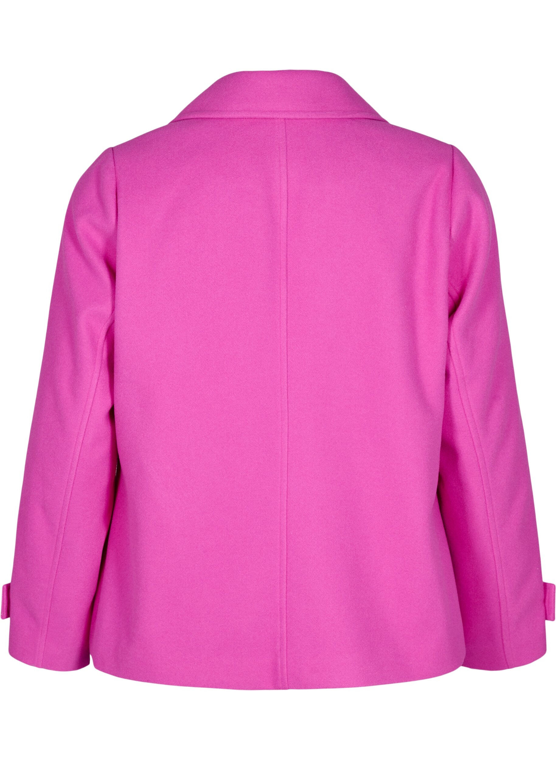 Zizzi Manteau court imitation laine et &agrave; poches, Purple Orchid, Packshot image number 1