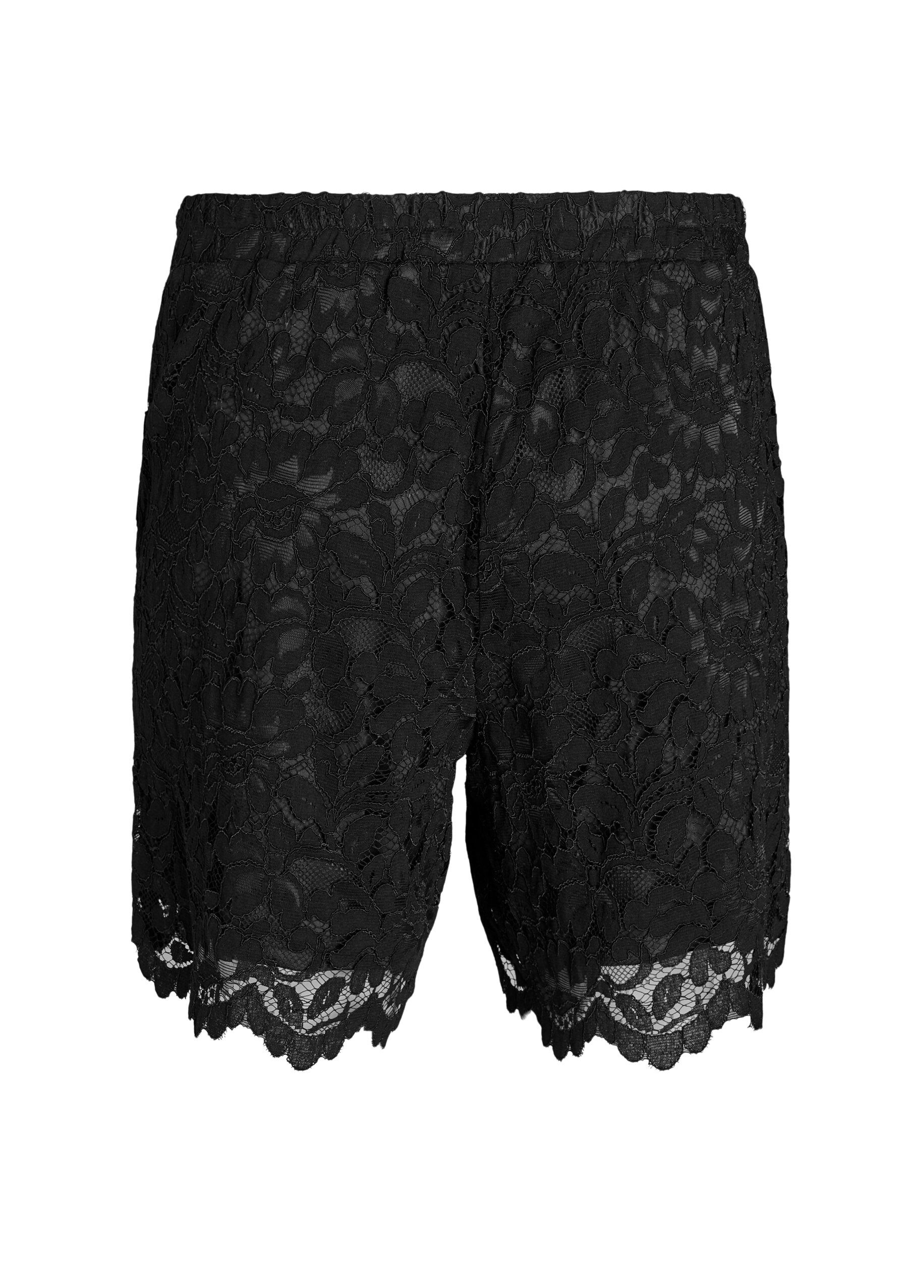 ZizziShort en dentelle taille haute avec poches, Noir, Packshot image number 1