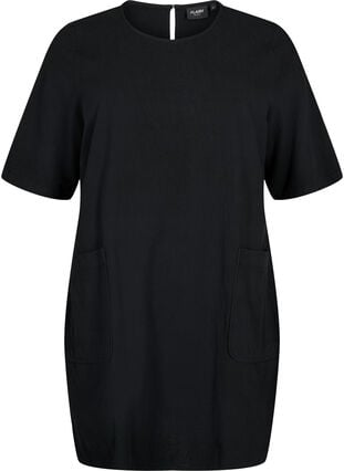FLASH - Tunique à manches courtes en coton, Black, Packshot image number 0