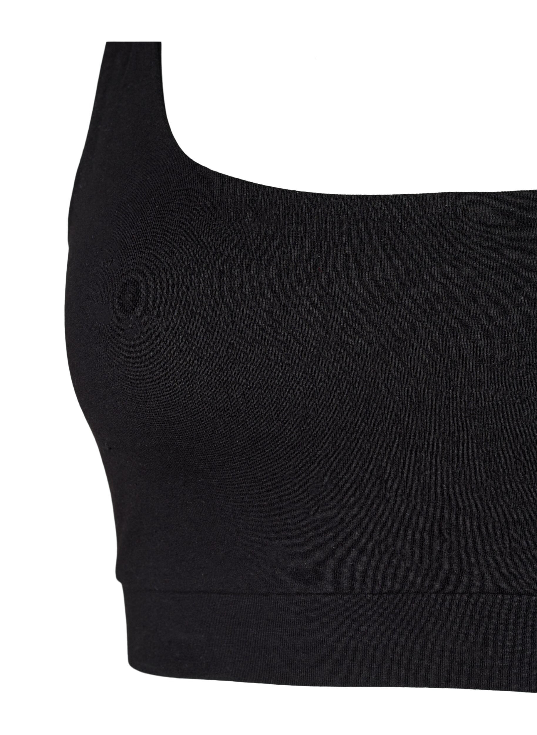 Zizzi Soutien-gorge 2-pack en coton avec bretelles r&eacute;glables, Serenity AOP/Black, Packshot image number 3