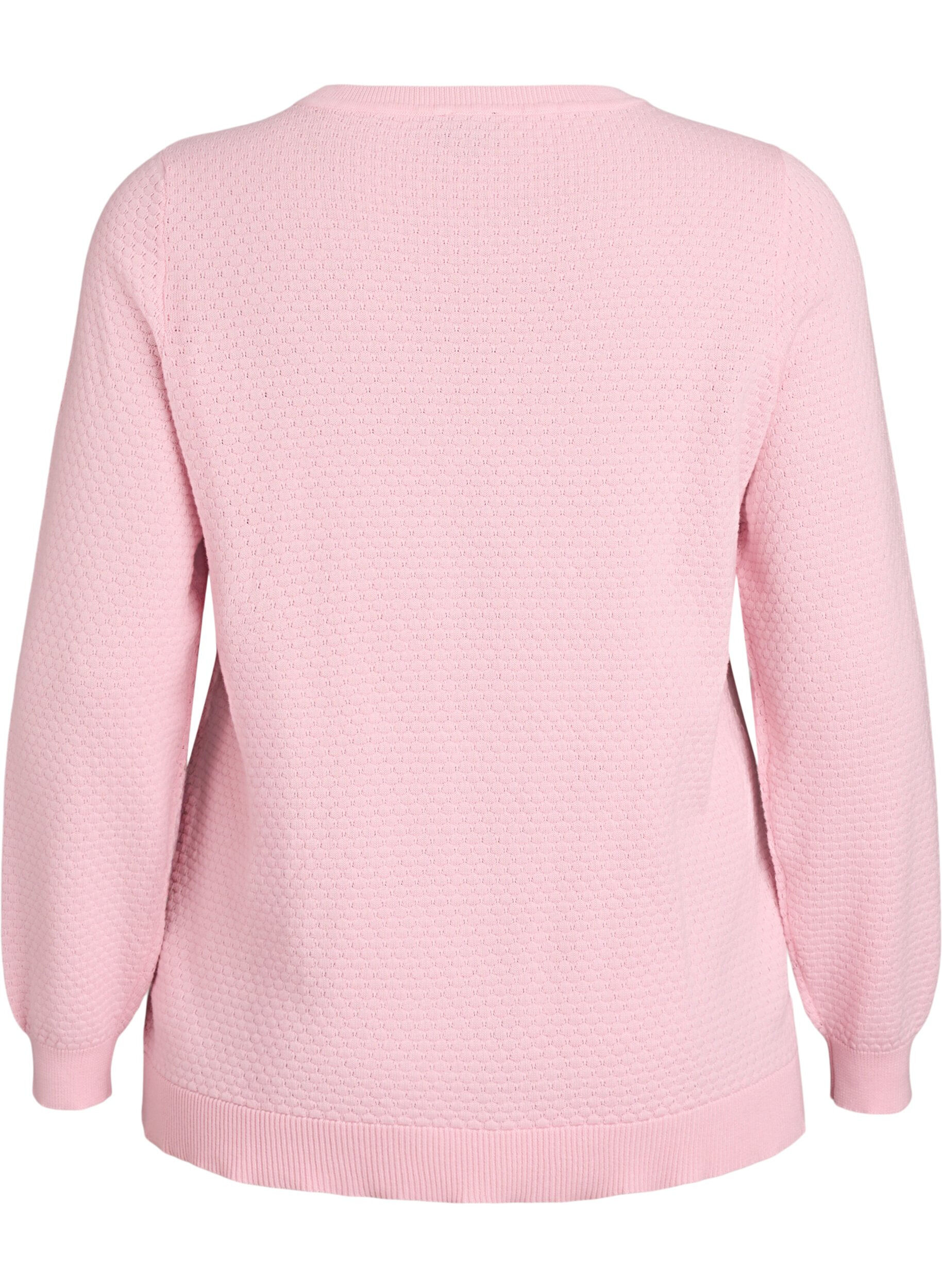 Zizzi Blouse en maille de coton avec motif textur&eacute;, Rose, Packshot image number 1