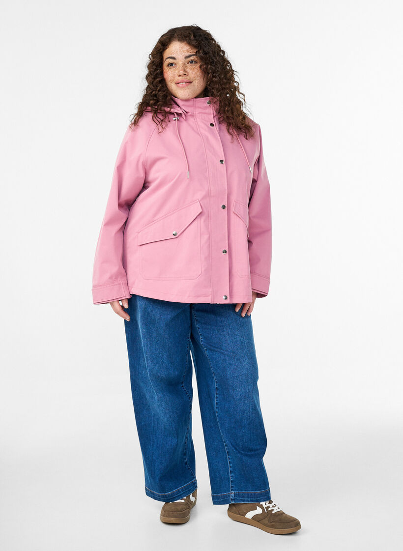 Veste courte de printemps avec capuche amovible, Rose, Model image number 1
