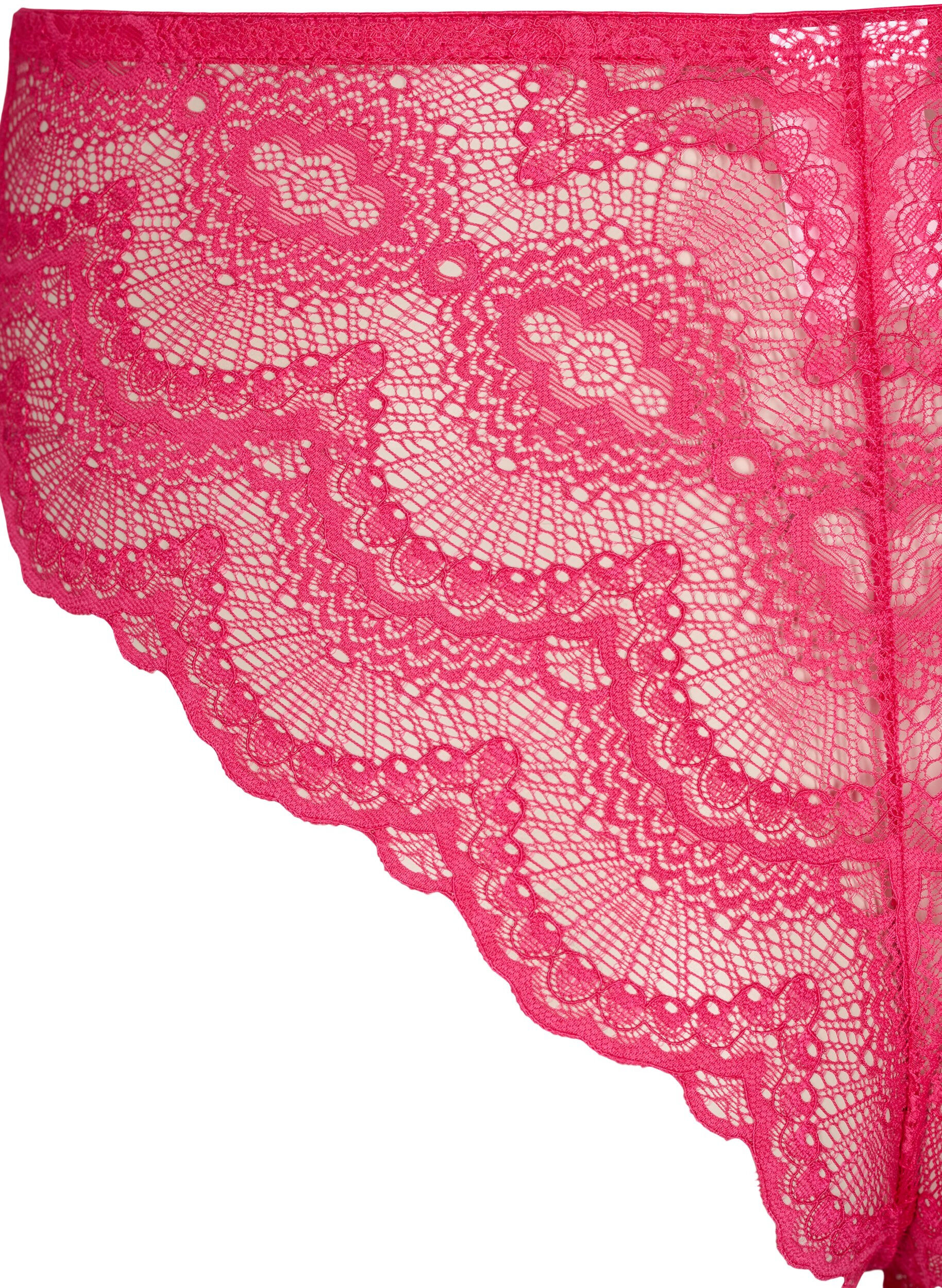 ZizziBraziliaans slipje van kant met normale taille, Roze, Packshot image number 3
