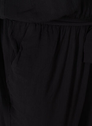 Viscose jumpsuit met tailleband en v-hals, Black, Packshot image number 3