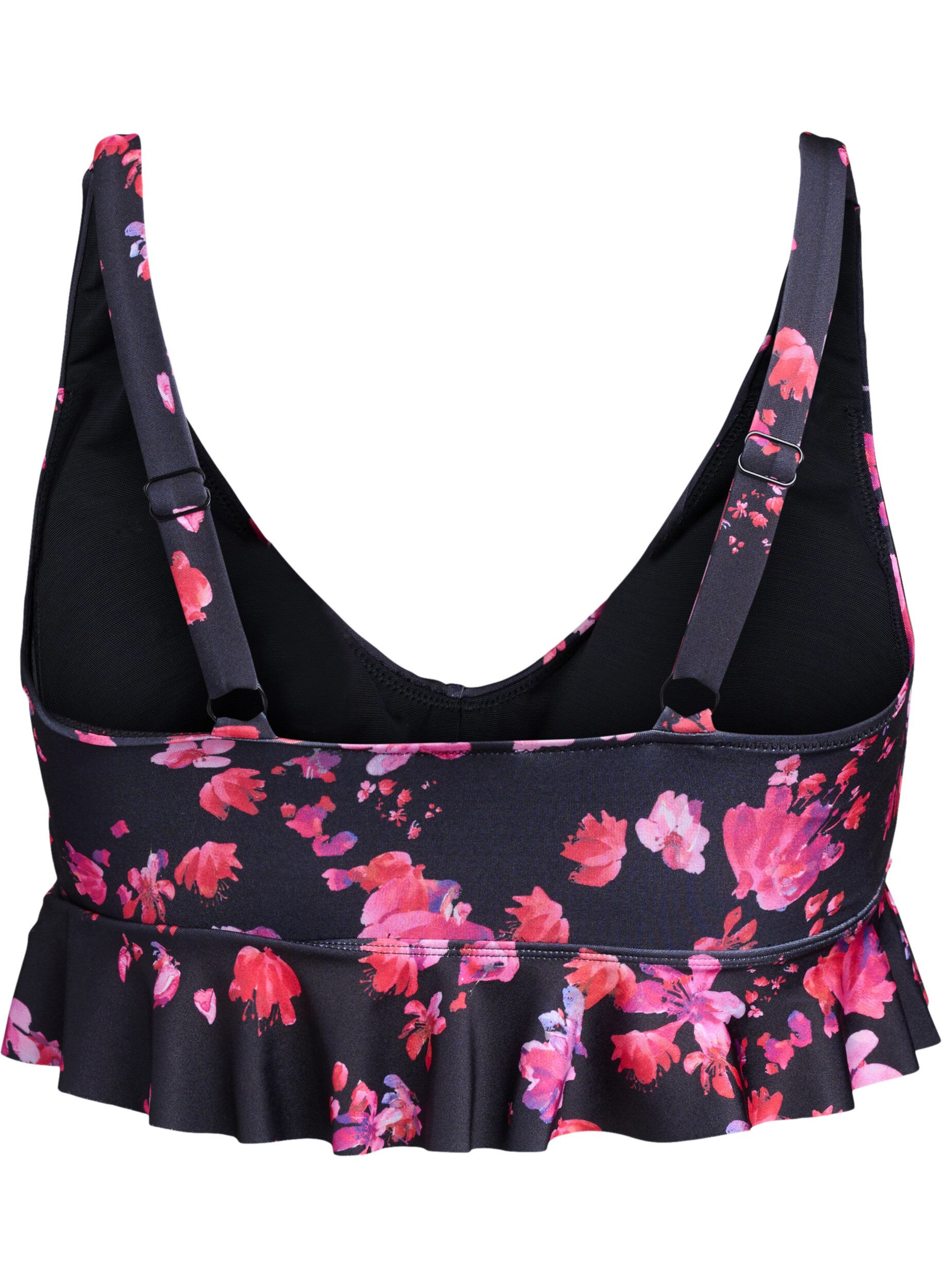 ZizziBloemen bikini top met een ruche afwerking, Roze, Packshot image number 1