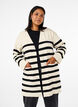 Lange gestreepte gebreide cardigan, Birch w/Black, Model image number 0