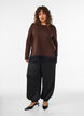 Jersey blouse met kanten rand, Bruin, Model image number 1