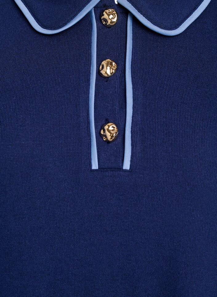 Polo en jersey avec finitions contrastées, Bleu, Packshot image number 2