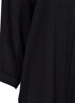 Katoenen tuniek met knopen en 3/4-mouwen, Black, Packshot image number 3