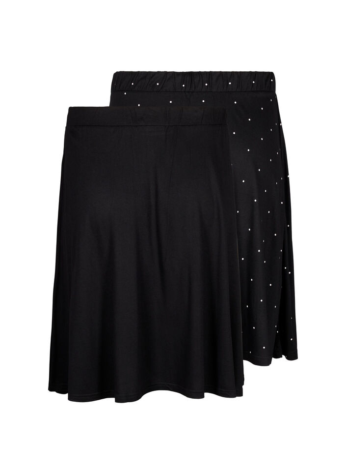 2-pack rok van viscose, Zwart, Packshot image number 1