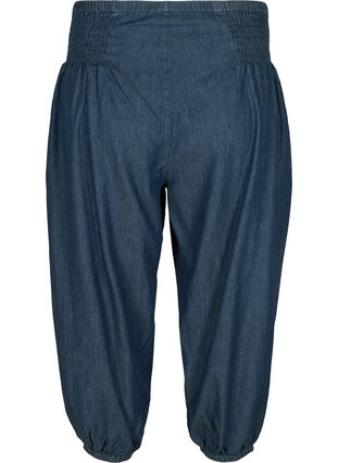 Pantacourt ample en coton avec smock, Medium Blue Denim, Packshot image number 1