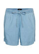 Denim-look shorts met een elastische tailleband en trekkoord, Blauw, Packshot image number 0