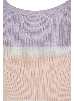 Pull en tricot rayée à encolure ronde, Purple Rose Comb, Packshot image number 2