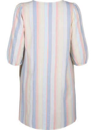 Robe courte en coton et lin mélangés, Multi Color Stripe, Packshot image number 1