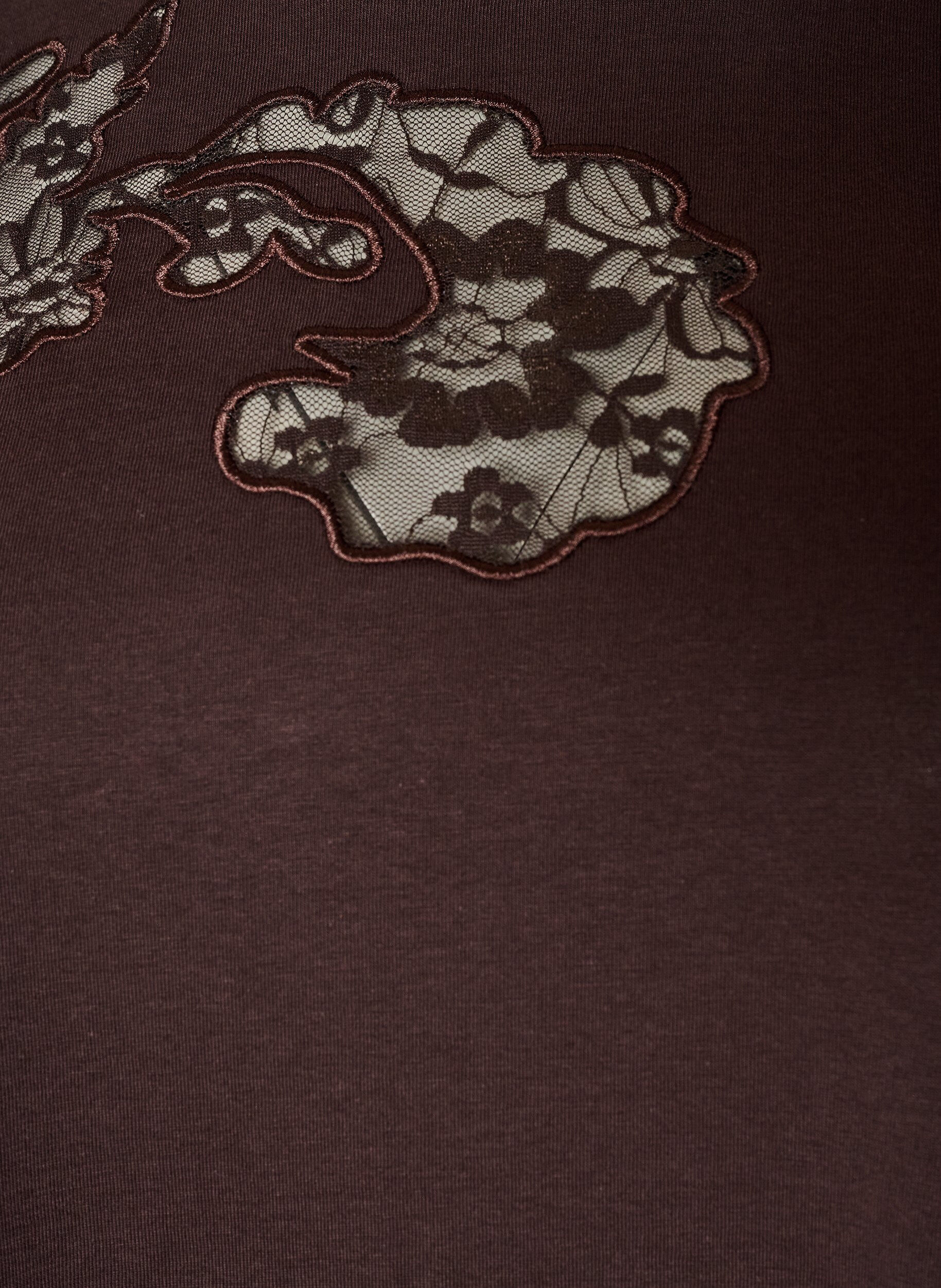 ZizziT-shirt en coton avec appliqu&eacute;s en dentelle, Marron, Packshot image number 2