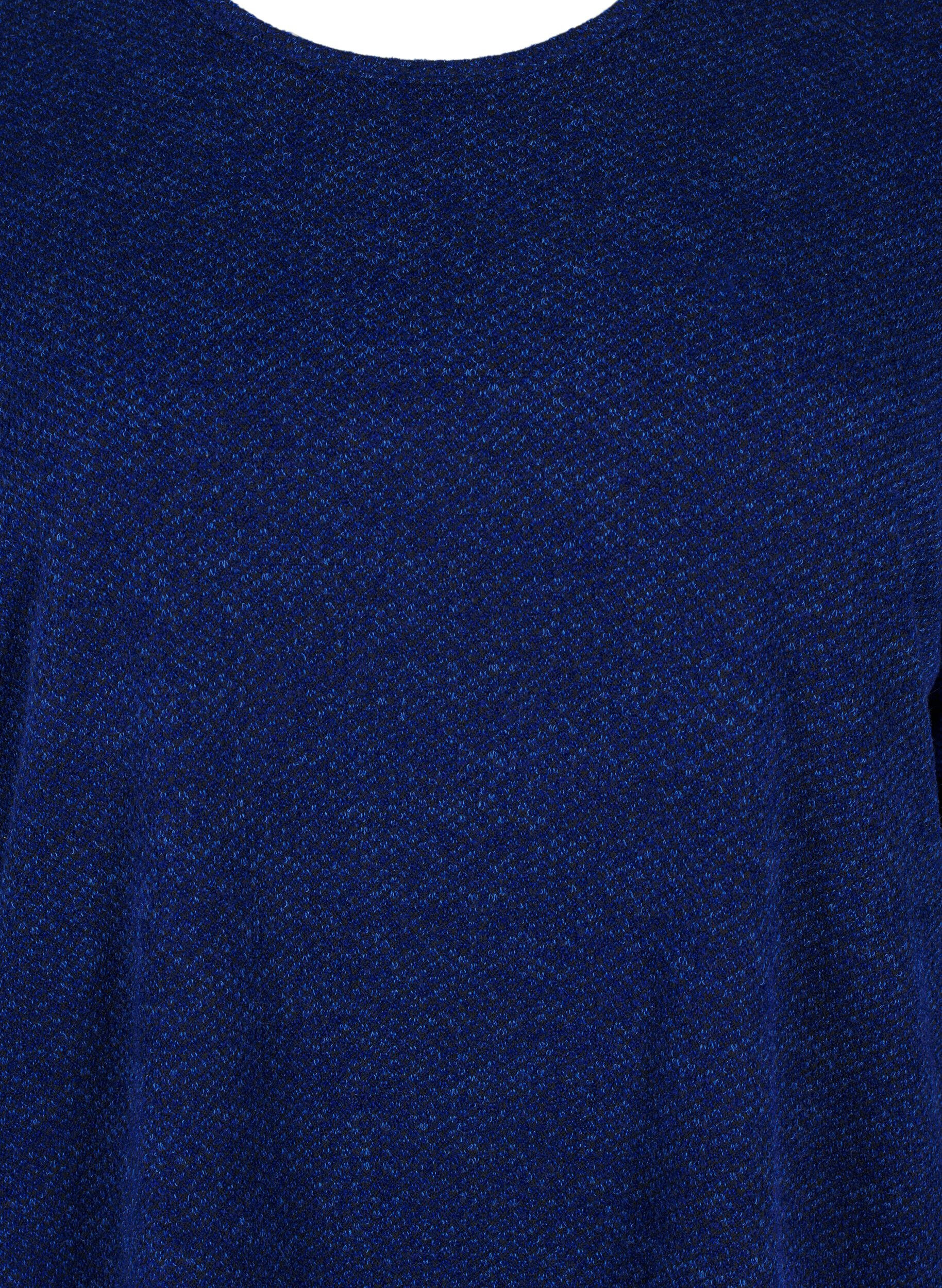ZizziMelange Blouse met een rond halsje en lange mouw, Sodalite Blue, Packshot image number 2