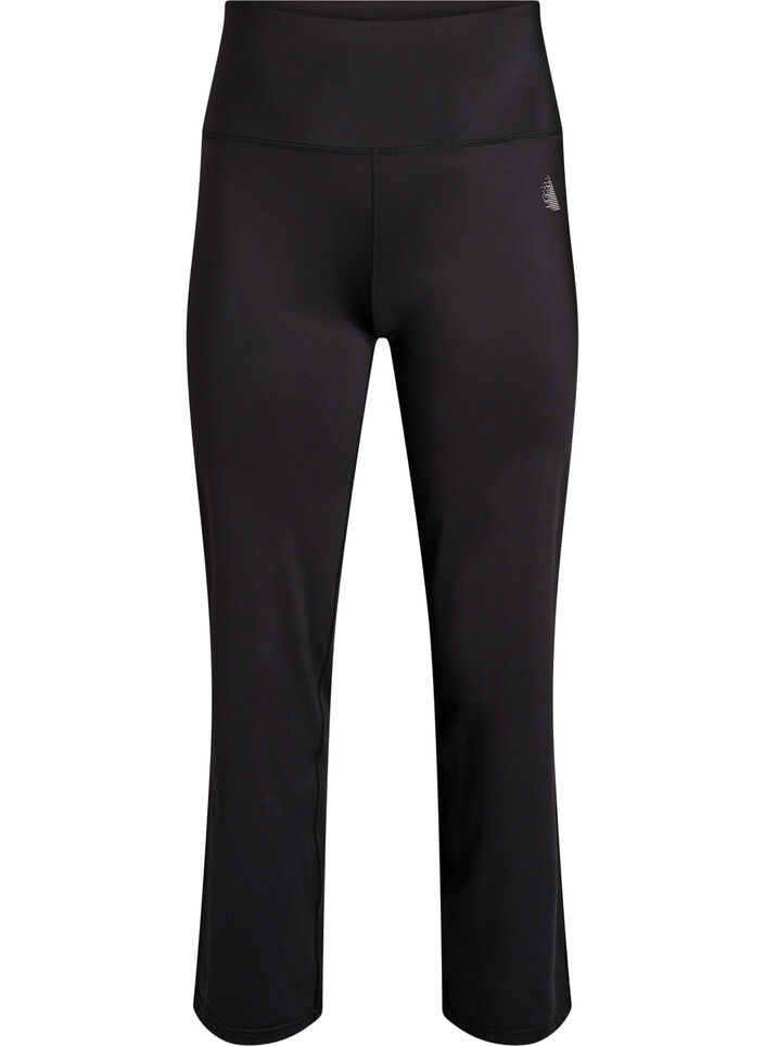Uitlopende trainingsbroek met hoge taille, Zwart, Packshot image number 0