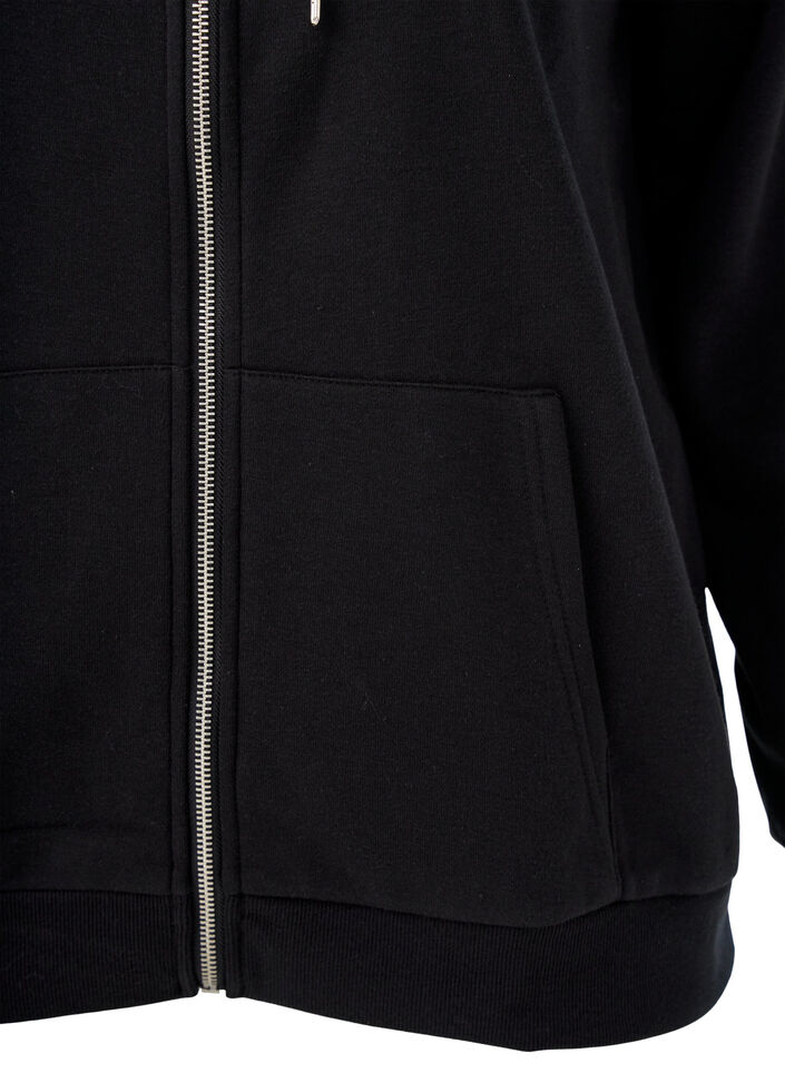 Sweat &agrave; capuche zipp&eacute; avec poches, Noir, Packshot image number 2