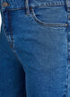 Strakzittende denim shorts met een hoge taille, Blauw, Packshot image number 2